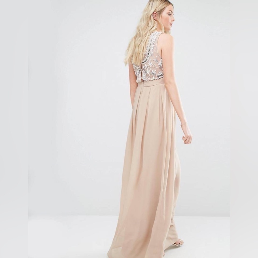 Maya Deluxe Tall Delicate Maxi Blush Pink Dress With Embellished Back Size 12